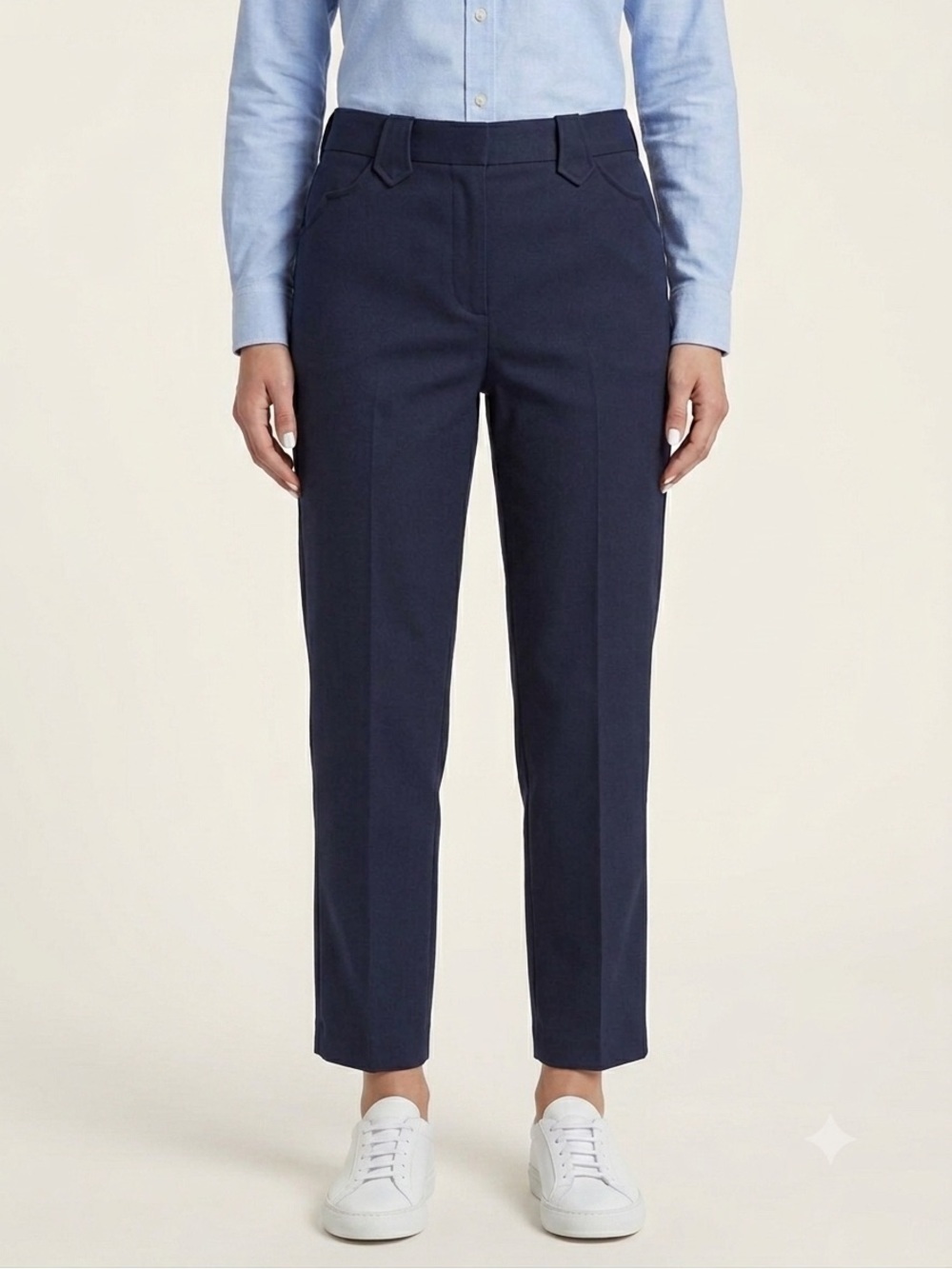New The Great Western Wool Blend Trouser Pants Ankle Navy Blue Sz 26